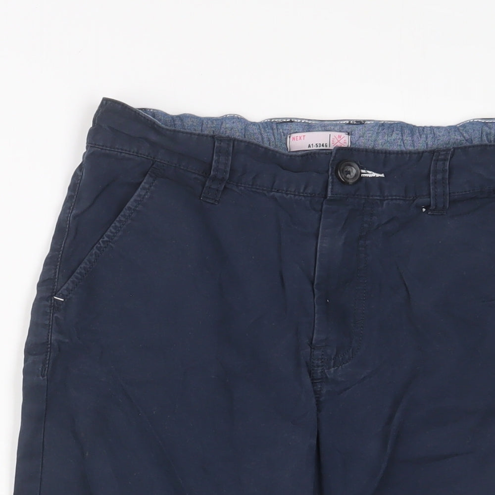 NEXT Boys Blue Cotton Bermuda Shorts Size 12 Years L9 in Regular Zip - Adjustable waist