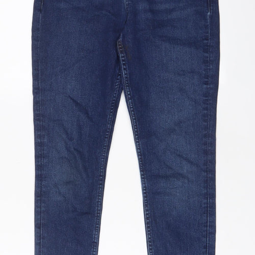 Marks and Spencer Womens Blue Cotton Skinny Jeans Size 8 L28 in Regular Zip