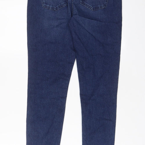 Marks and Spencer Womens Blue Cotton Skinny Jeans Size 8 L28 in Regular Zip