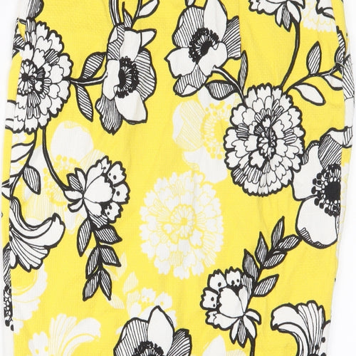 River Island Womens Yellow Floral Polyester A-Line Skirt Size 8 Zip