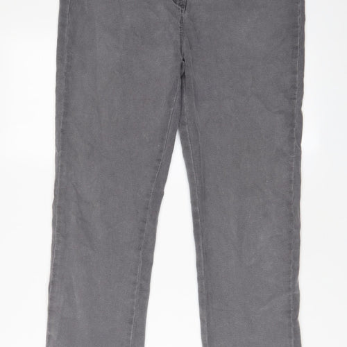 Bonmarché Womens Grey Cotton Straight Jeans Size 14 L28 in Regular Zip