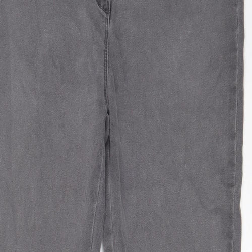 Bonmarché Womens Grey Cotton Straight Jeans Size 14 L28 in Regular Zip