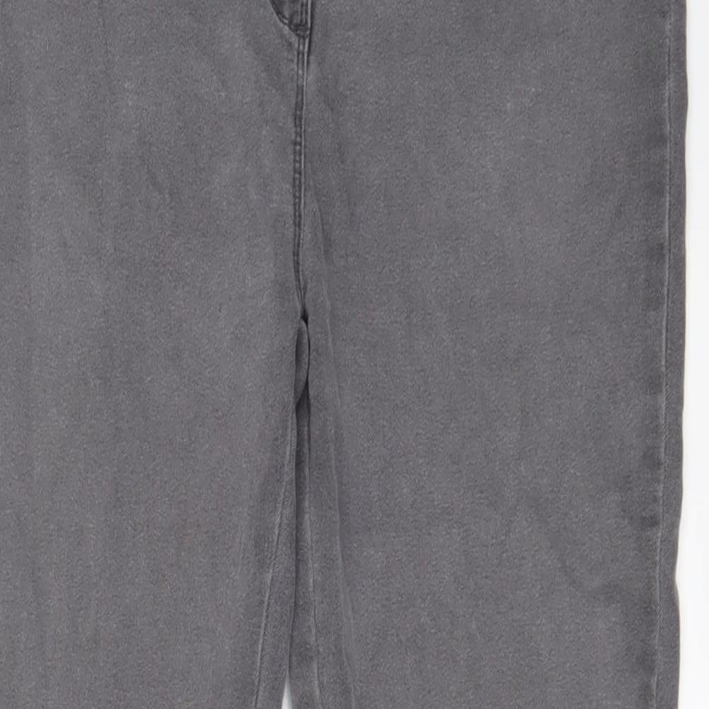 Bonmarché Womens Grey Cotton Straight Jeans Size 14 L28 in Regular Zip