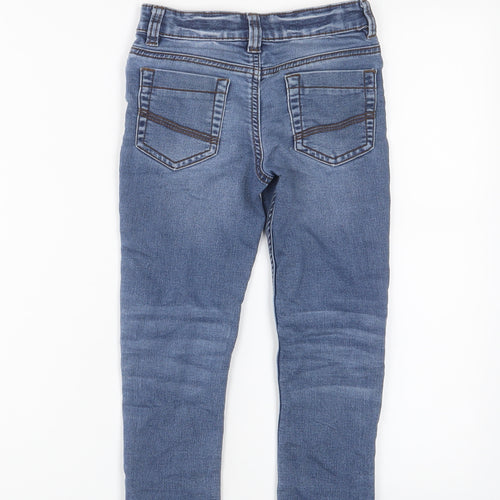 M&Co Boys Blue Cotton Skinny Jeans Size 4-5 Years Regular Zip