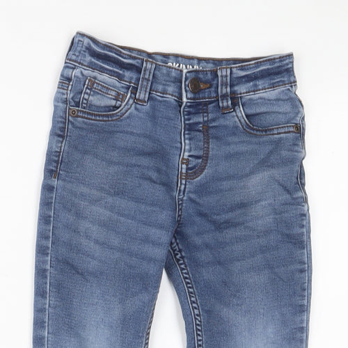M&Co Boys Blue Cotton Skinny Jeans Size 4-5 Years Regular Zip