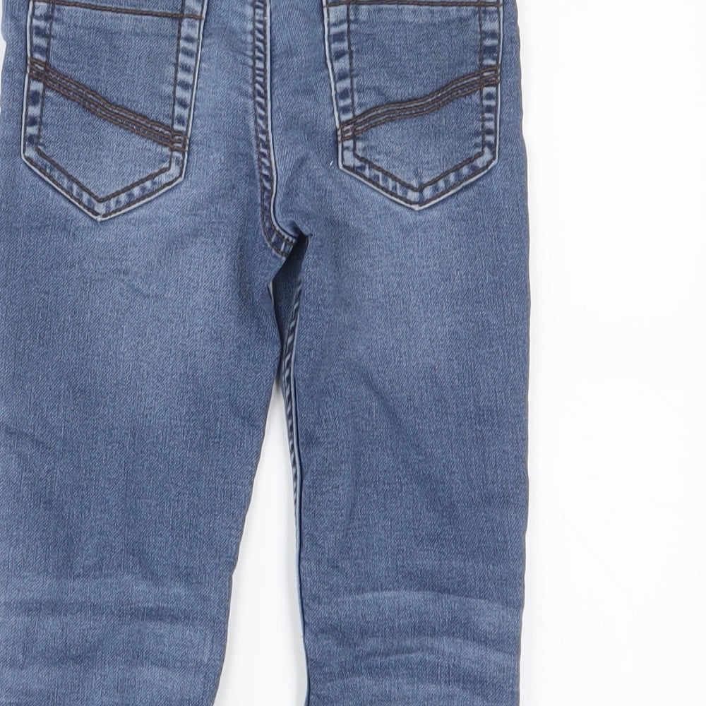M&Co Boys Blue Cotton Skinny Jeans Size 4-5 Years Regular Zip