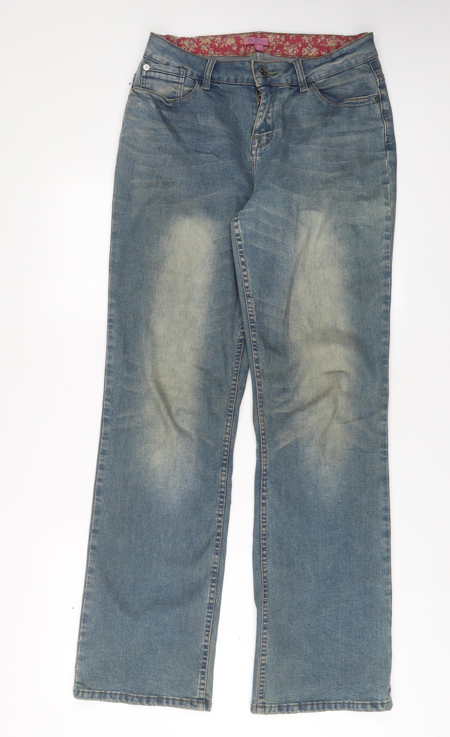 Joe Browns Womens Blue Cotton Bootcut Jeans Size 12 L33 in Regular Zip