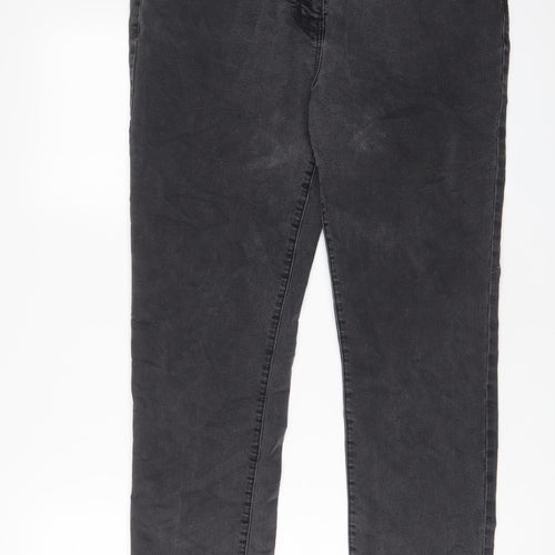 Bonmarché Womens Grey Cotton Straight Jeans Size 18 L27 in Slim Zip