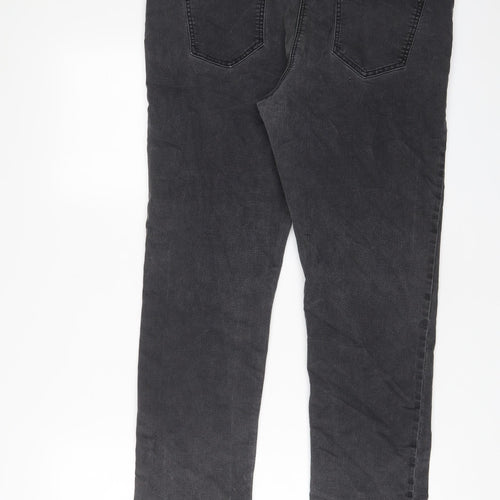 Bonmarché Womens Grey Cotton Straight Jeans Size 18 L27 in Slim Zip