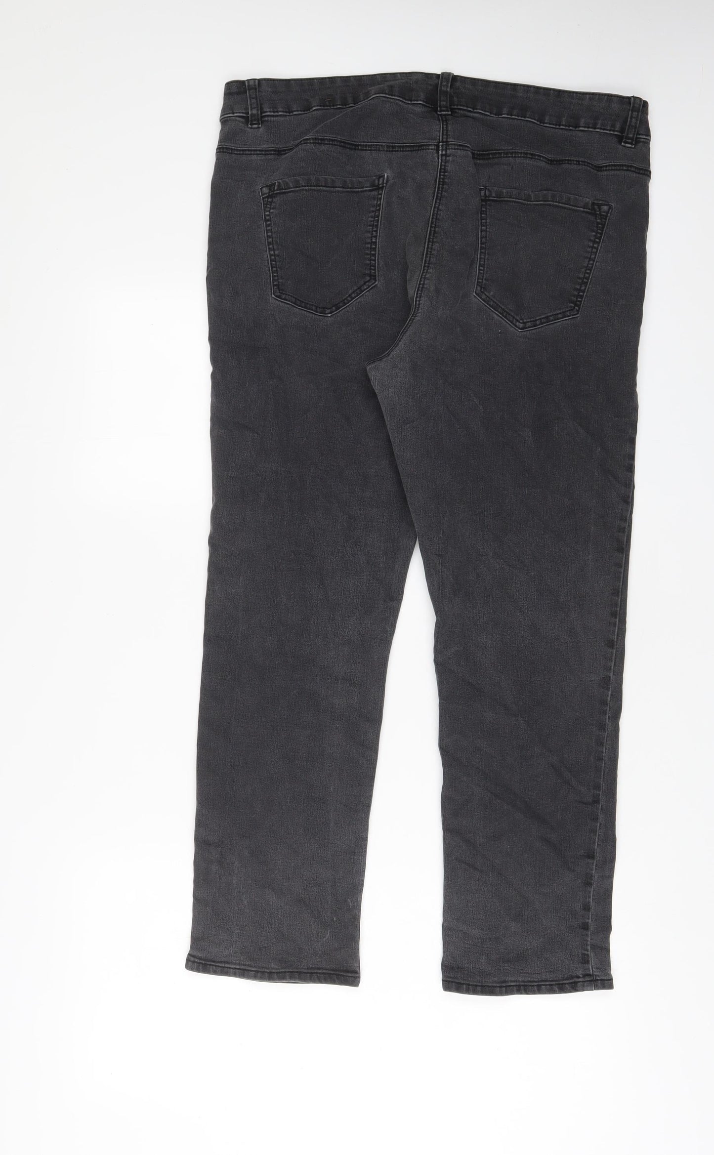 Bonmarché Womens Grey Cotton Straight Jeans Size 18 L27 in Slim Zip