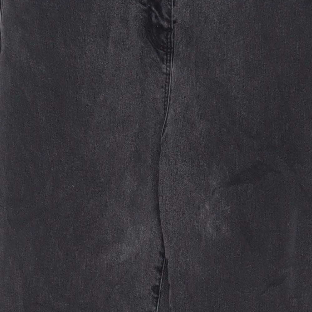 Bonmarché Womens Grey Cotton Straight Jeans Size 18 L27 in Slim Zip