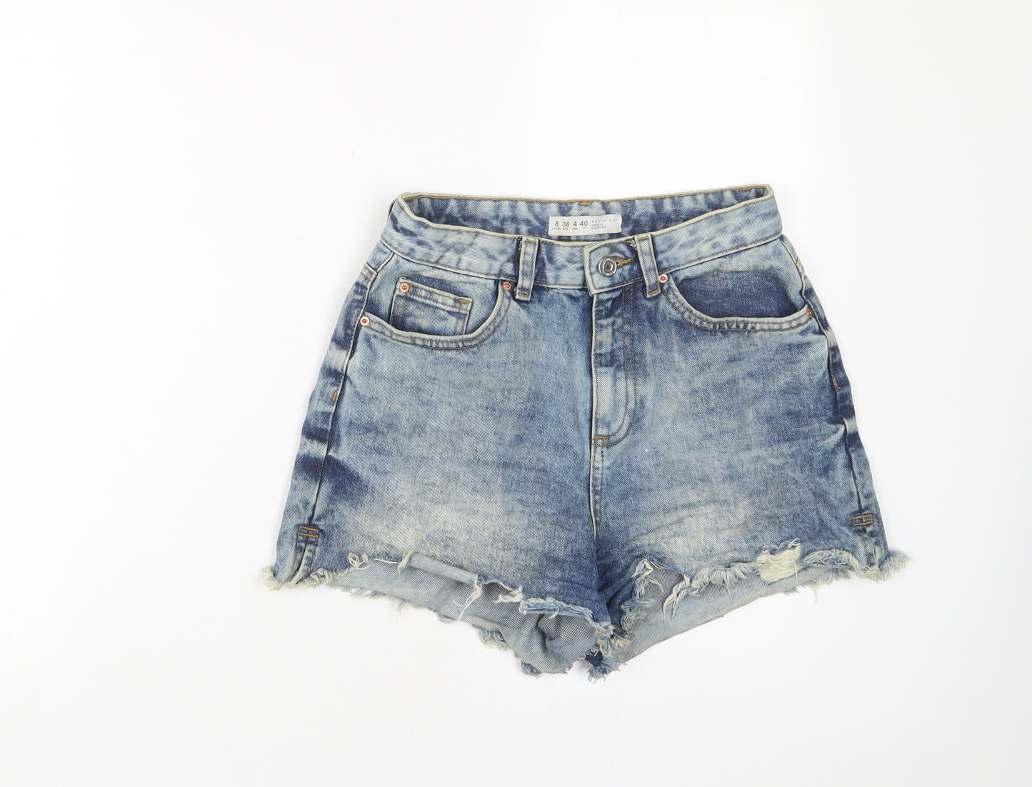Denim & Co Womens Blue Cotton Basic Shorts Size 8 Regular Zip