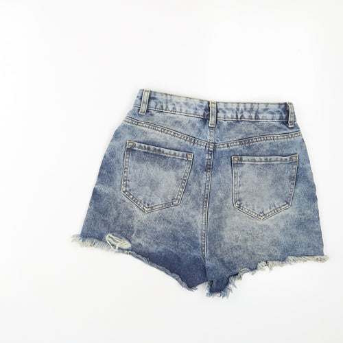 Denim & Co Womens Blue Cotton Basic Shorts Size 8 Regular Zip