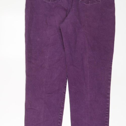 St. John's Bay Womens Purple Cotton Tapered Jeans Size 12 L29 in Regular Zip