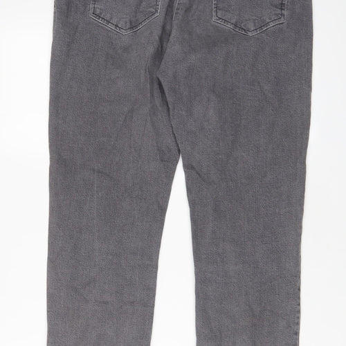 Julipa Womens Grey Cotton Straight Jeans Size 14 L26 in Regular Zip