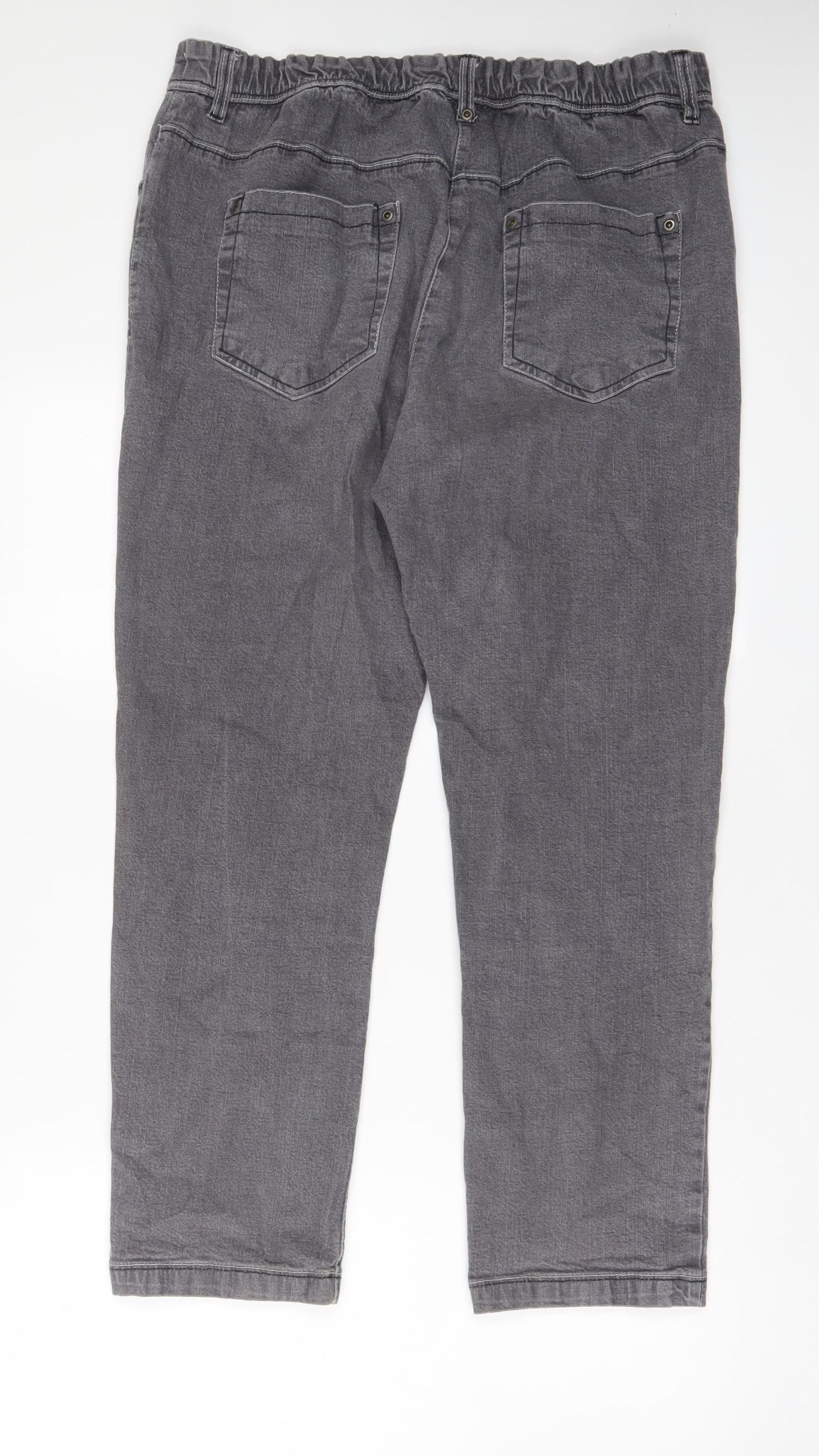 Julipa Womens Grey Cotton Straight Jeans Size 14 L26 in Regular Zip