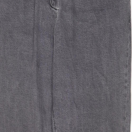 Julipa Womens Grey Cotton Straight Jeans Size 14 L26 in Regular Zip