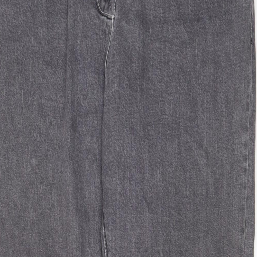Julipa Womens Grey Cotton Straight Jeans Size 14 L26 in Regular Zip