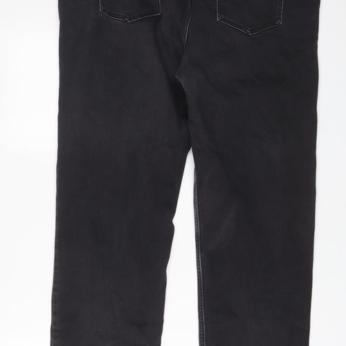 Marks and Spencer Womens Blue Cotton Straight Jeans Size 18 L27 in Regular Zip