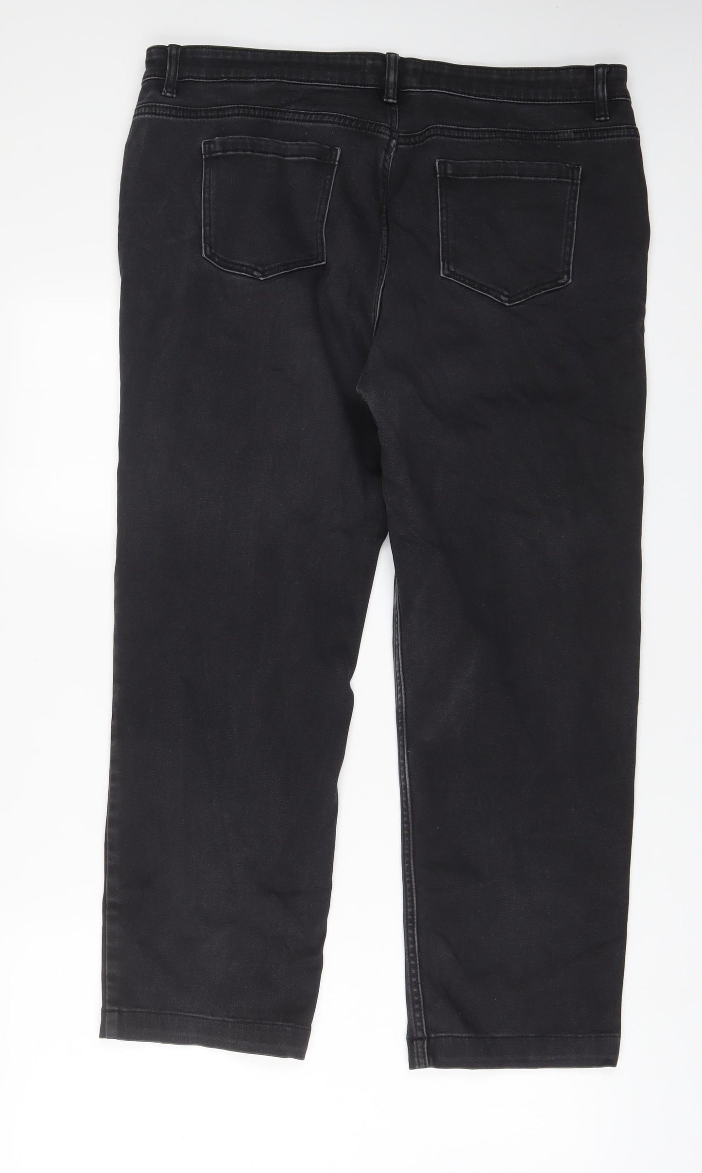 Marks and Spencer Womens Blue Cotton Straight Jeans Size 18 L27 in Regular Zip