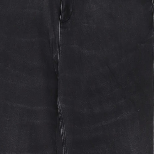Marks and Spencer Womens Blue Cotton Straight Jeans Size 18 L27 in Regular Zip