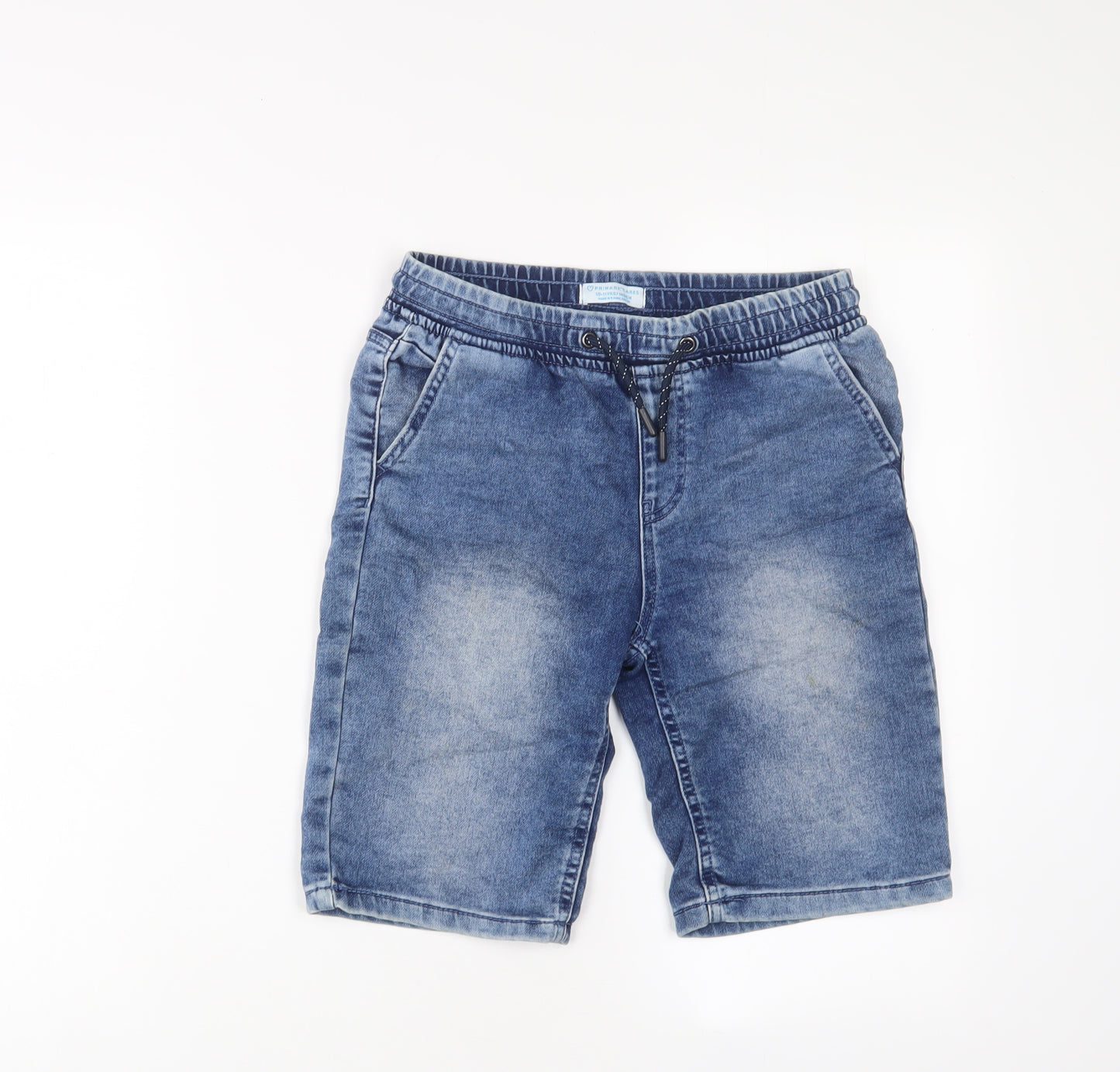 Denim & Co. Boys Blue Cotton Bermuda Shorts Size 10-11 Years L8 in Regular Drawstring