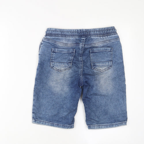 Denim & Co. Boys Blue Cotton Bermuda Shorts Size 10-11 Years L8 in Regular Drawstring