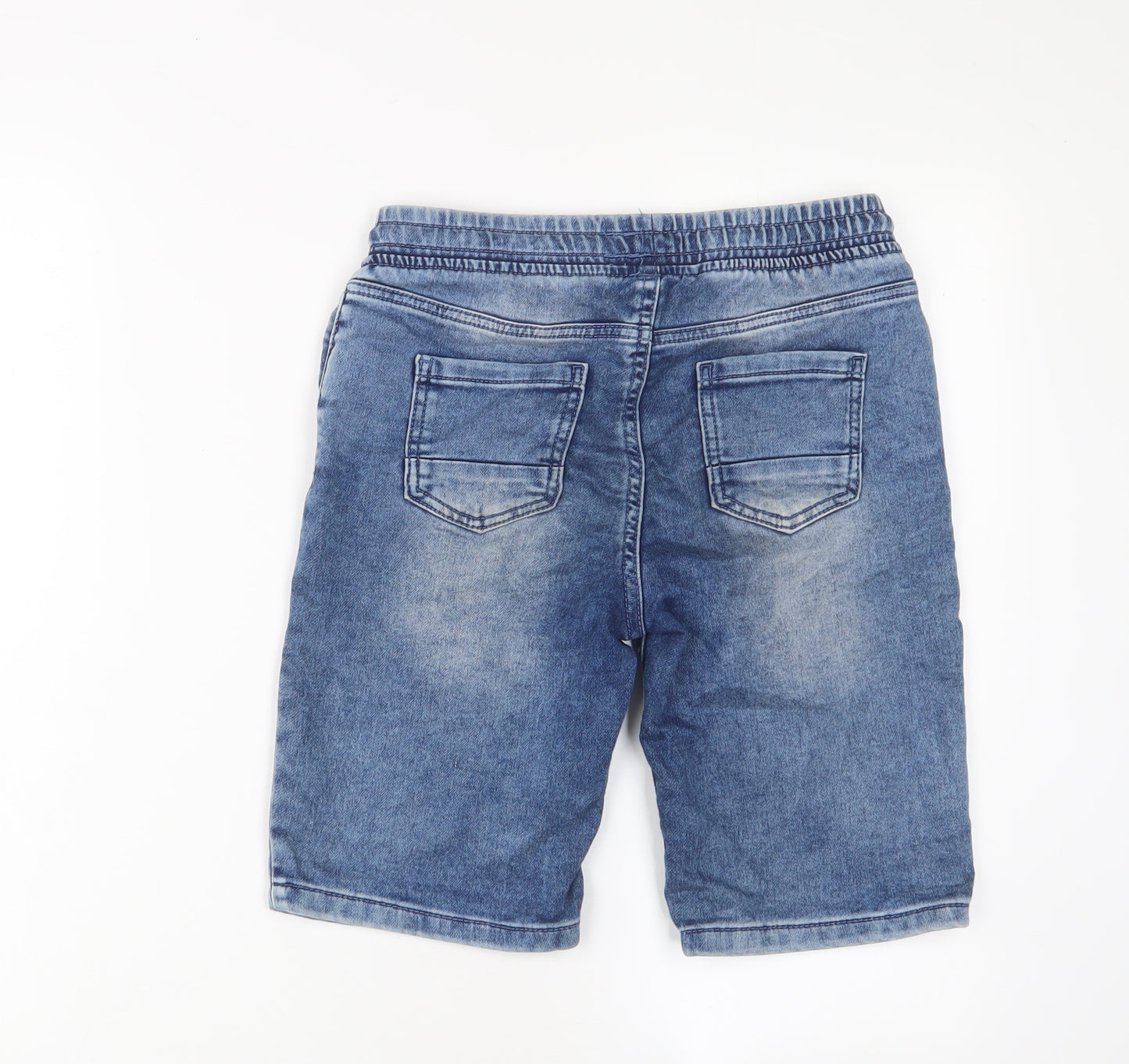 Denim & Co. Boys Blue Cotton Bermuda Shorts Size 10-11 Years L8 in Regular Drawstring