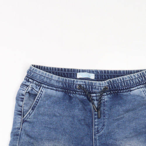 Denim & Co. Boys Blue Cotton Bermuda Shorts Size 10-11 Years L8 in Regular Drawstring