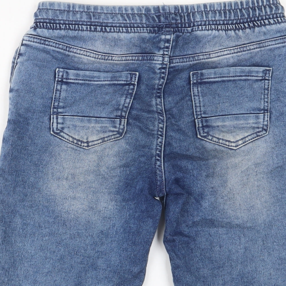 Denim & Co. Boys Blue Cotton Bermuda Shorts Size 10-11 Years L8 in Regular Drawstring