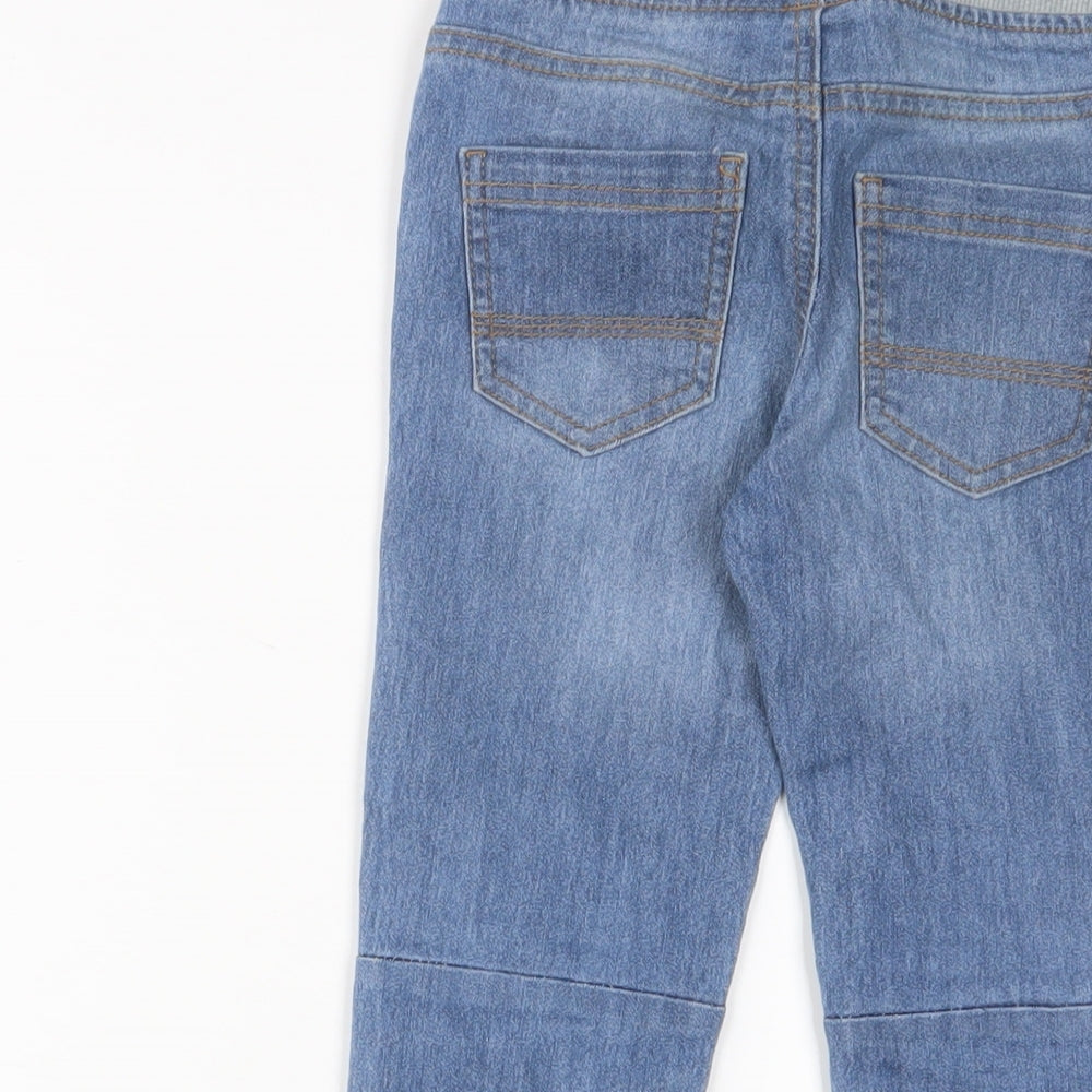 Denim & Co. Boys Blue Cotton Straight Jeans Size 4-5 Years Slim Drawstring