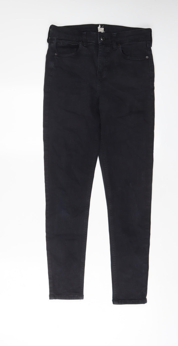 Topshop Womens Black Cotton Skinny Jeans Size 28 in L32 in Regular Zip
