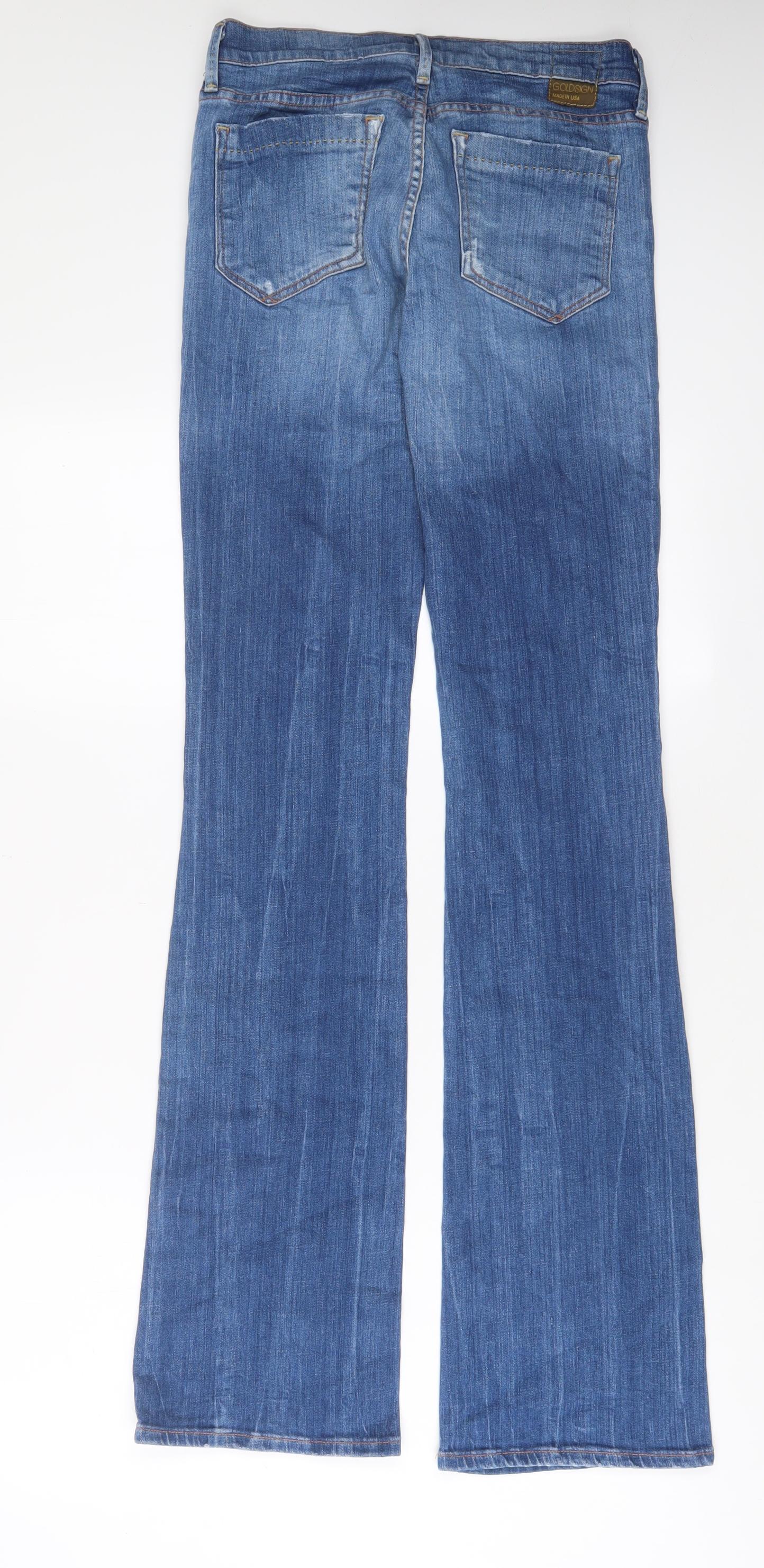 Gold Design Womens Blue Cotton Bootcut Jeans Size 28 in L35 in Regular Zip