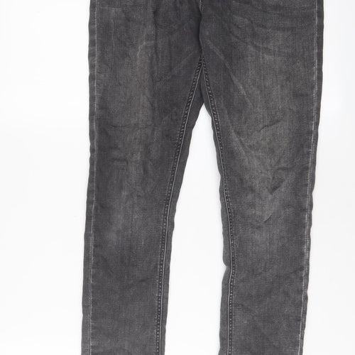 Marks and Spencer Girls Grey Cotton Skinny Jeans Size 12-13 Years L27 in Regular Zip