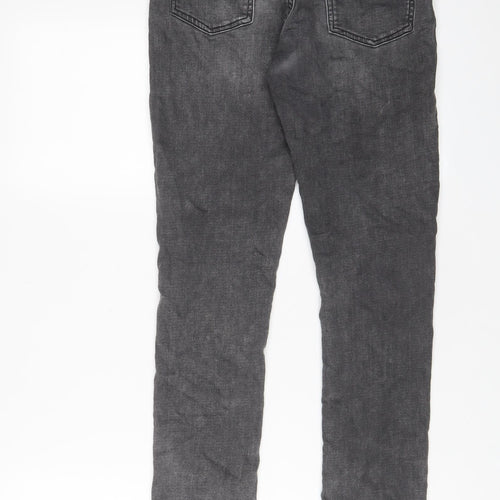 Marks and Spencer Girls Grey Cotton Skinny Jeans Size 12-13 Years L27 in Regular Zip