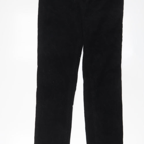 Marks and Spencer Womens Black Cotton Trousers Size 12 L30 in Regular Zip
