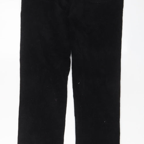 Marks and Spencer Womens Black Cotton Trousers Size 12 L30 in Regular Zip