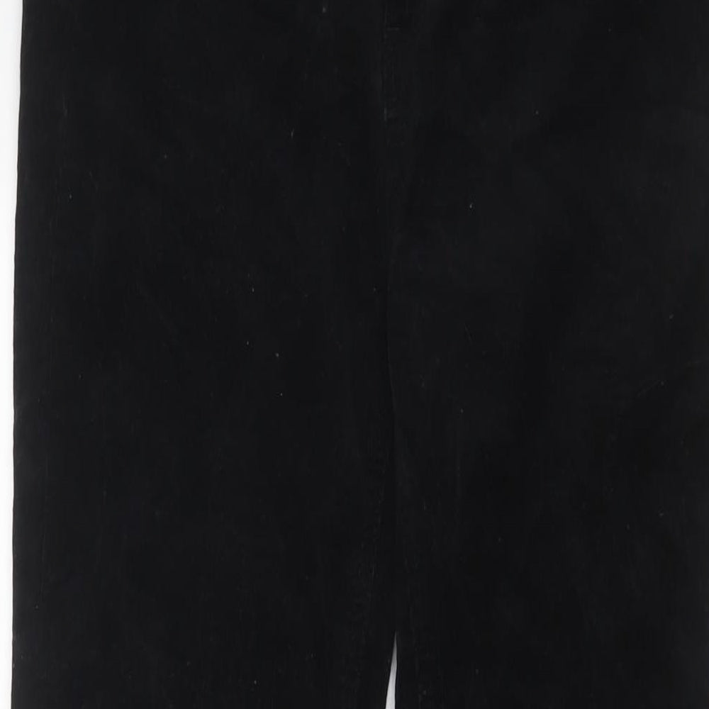 Marks and Spencer Womens Black Cotton Trousers Size 12 L30 in Regular Zip