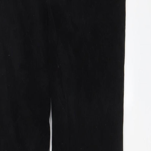 Marks and Spencer Womens Black Cotton Trousers Size 12 L30 in Regular Zip