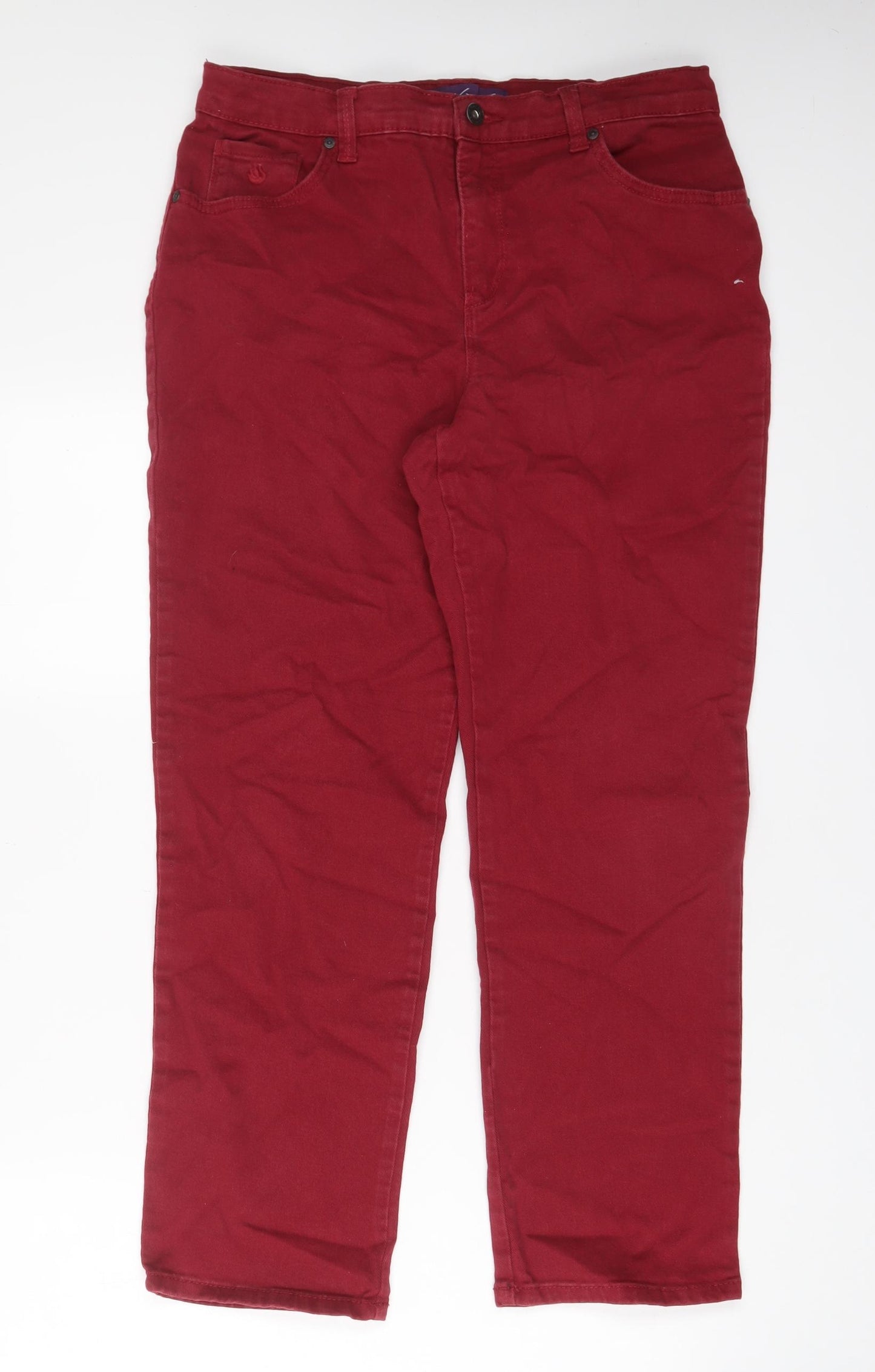 Gloria Vanderbilt Womens Red Cotton Straight Jeans Size 12 L28 in Regular Zip