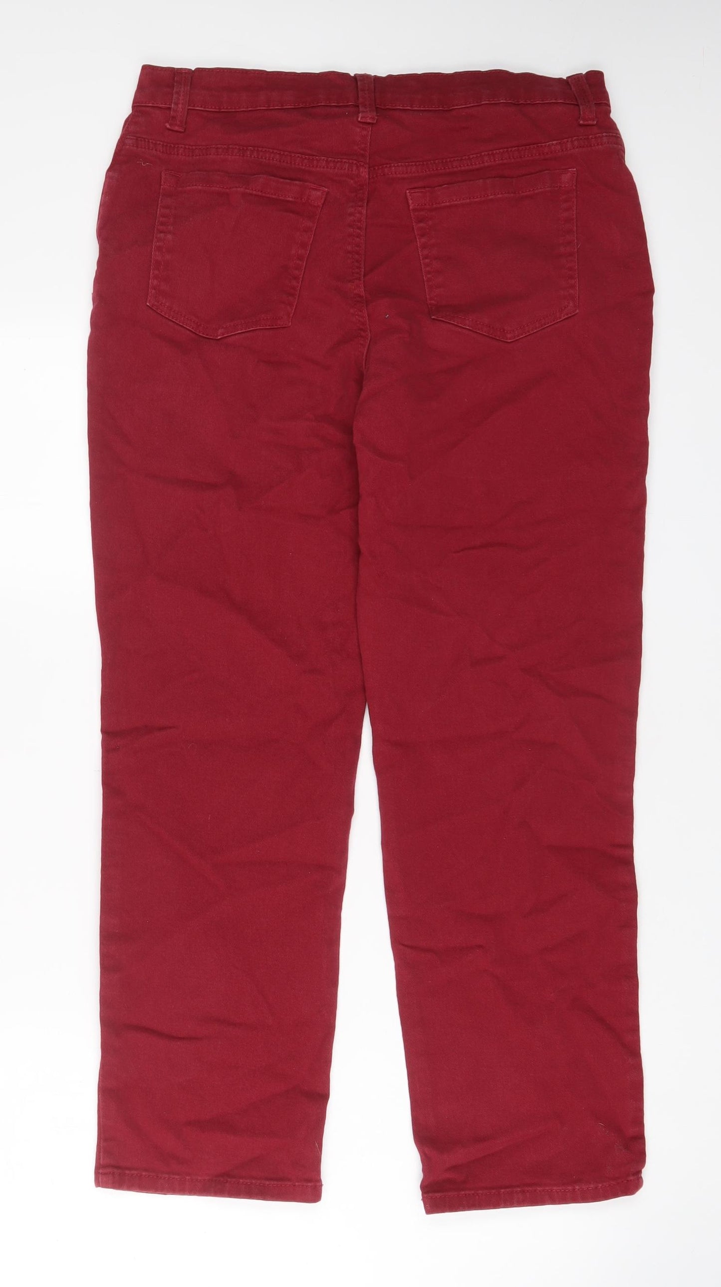 Gloria Vanderbilt Womens Red Cotton Straight Jeans Size 12 L28 in Regular Zip