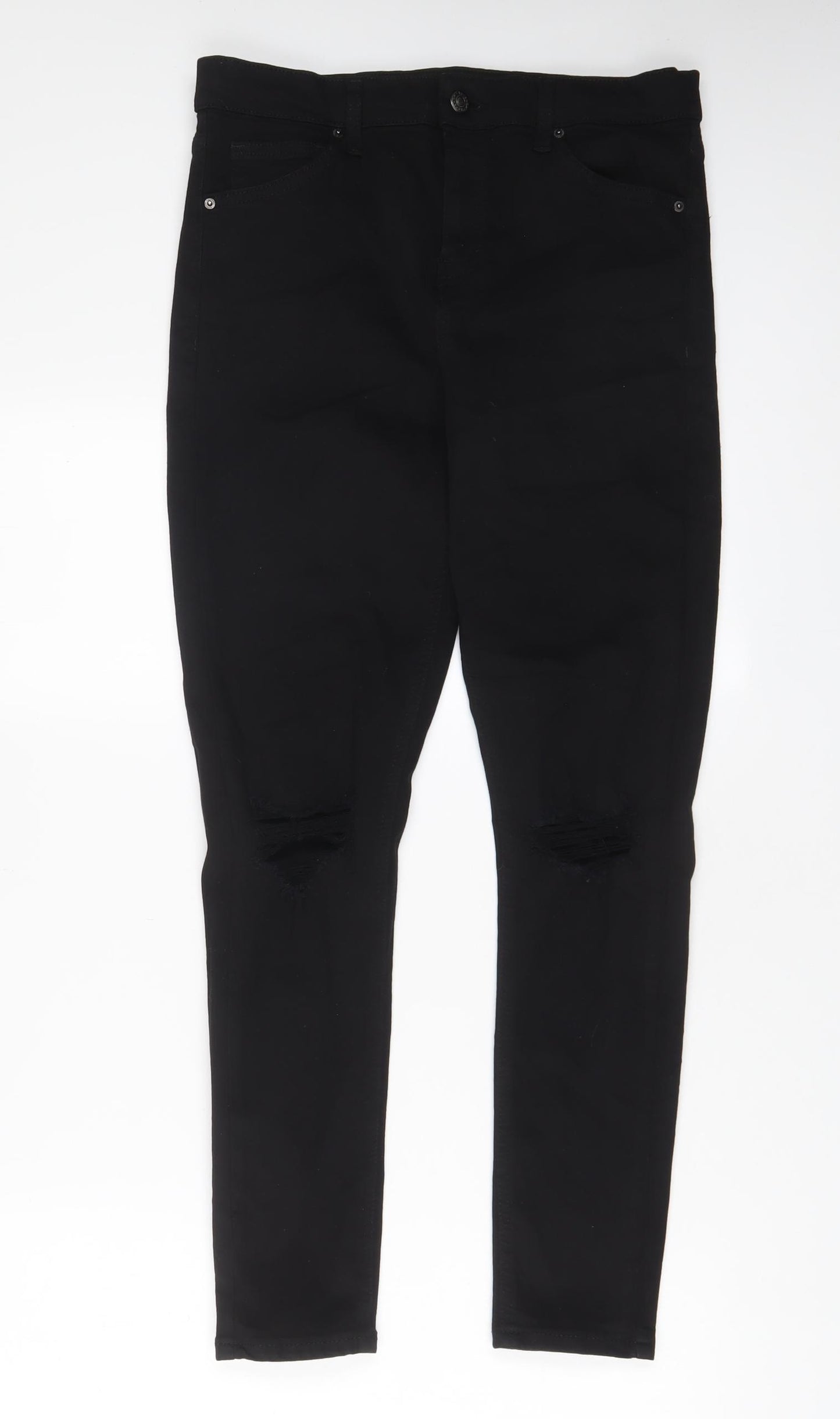 Topshop Womens Black Cotton Skinny Jeans Size 30 in L32 in Regular Zip