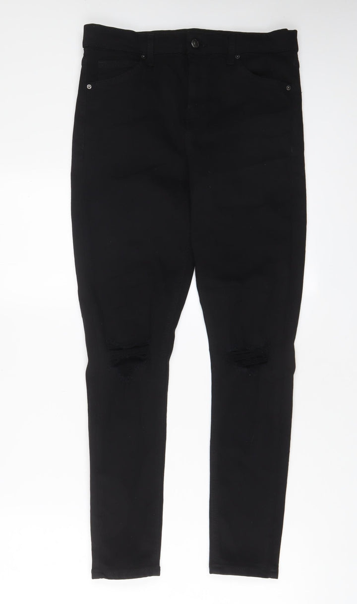 Topshop Womens Black Cotton Skinny Jeans Size 30 in L32 in Regular Zip