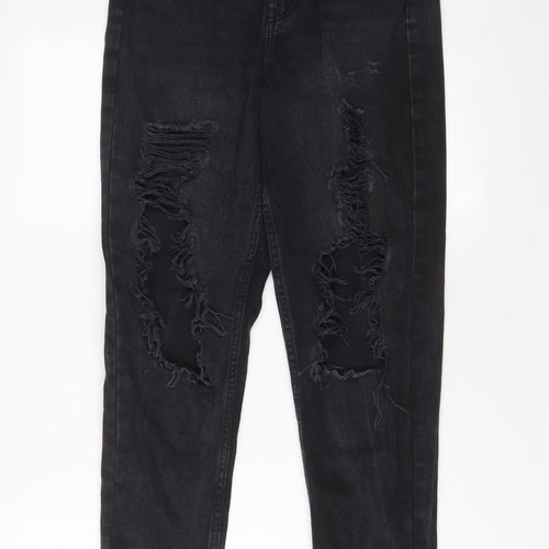 Denim & Co. Womens Grey Cotton Straight Jeans Size 6 L27 in Regular Zip