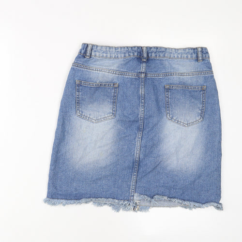 Denim & Co. Girls Blue Cotton A-Line Skirt Size 14-15 Years Regular Zip
