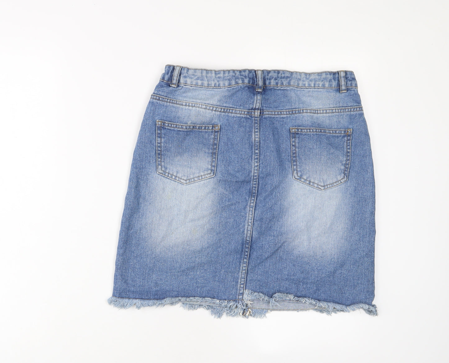 Denim & Co. Girls Blue Cotton A-Line Skirt Size 14-15 Years Regular Zip