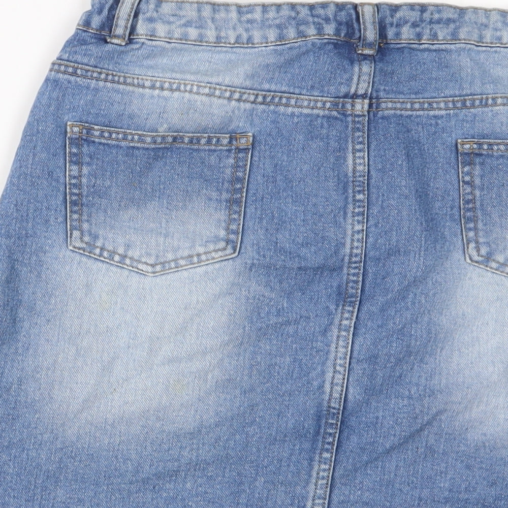 Denim & Co. Girls Blue Cotton A-Line Skirt Size 14-15 Years Regular Zip