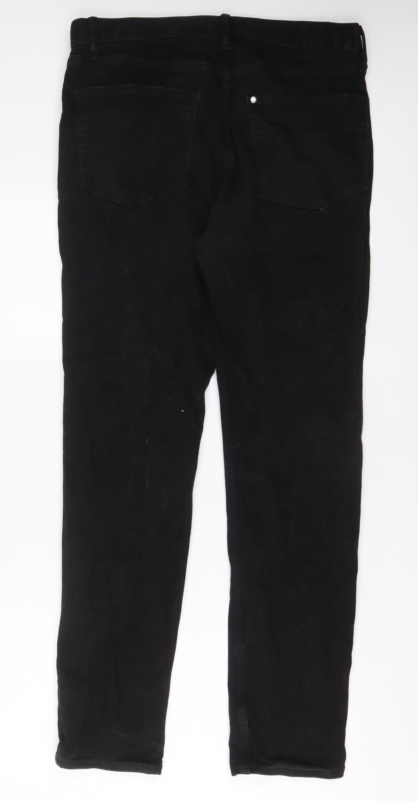 H&M Mens Black Cotton Straight Jeans Size 33 in L32 in Slim Zip