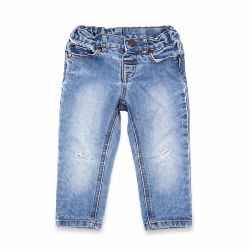 Charlie Boys Blue Cotton Capri Jeans Size 12-18 Months Zip - Pockets