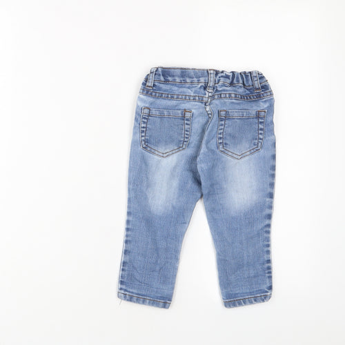 Charlie Boys Blue Cotton Capri Jeans Size 12-18 Months Zip - Pockets